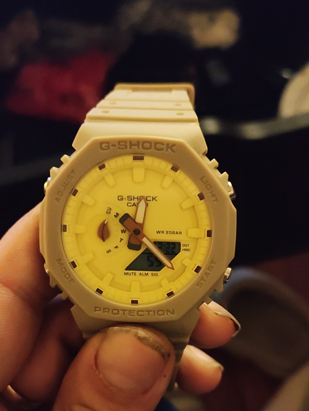 G-Shock Men's Beige Resin Watch with Yellow Dial